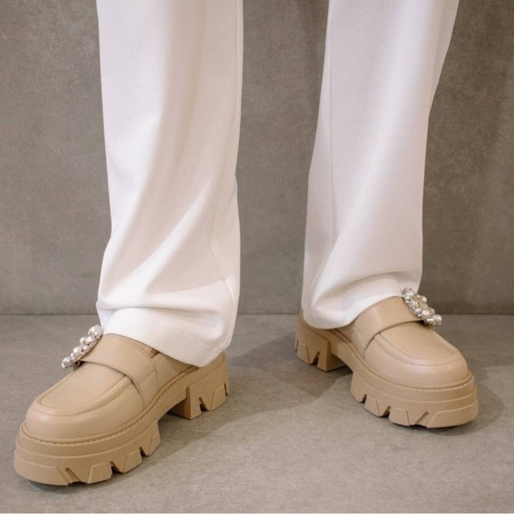 Alohas Platform Loafer Trailblazer Crystal Stone Beige EU 38 / US size 7.5 - Picture 4 of 15